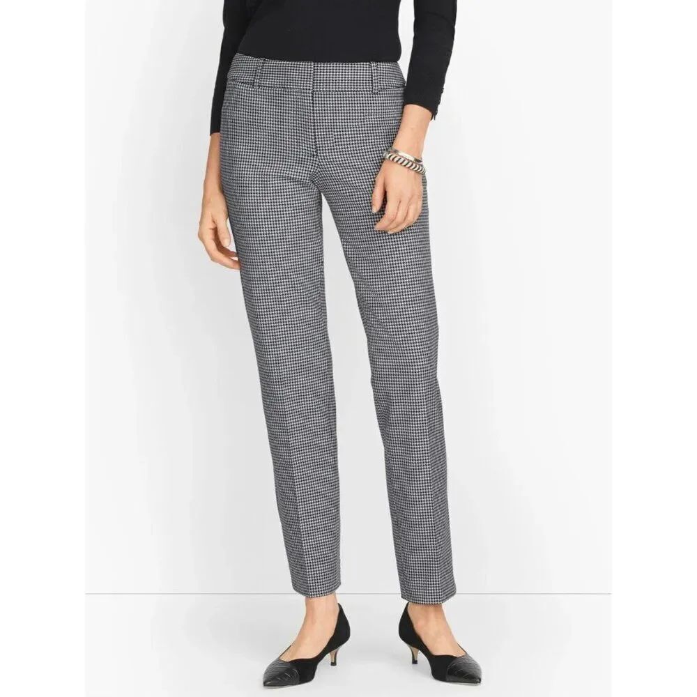 Talbots Hampshire Women Ankle Pants 10 Black Houndstooth Wool Blend Trousers NWT